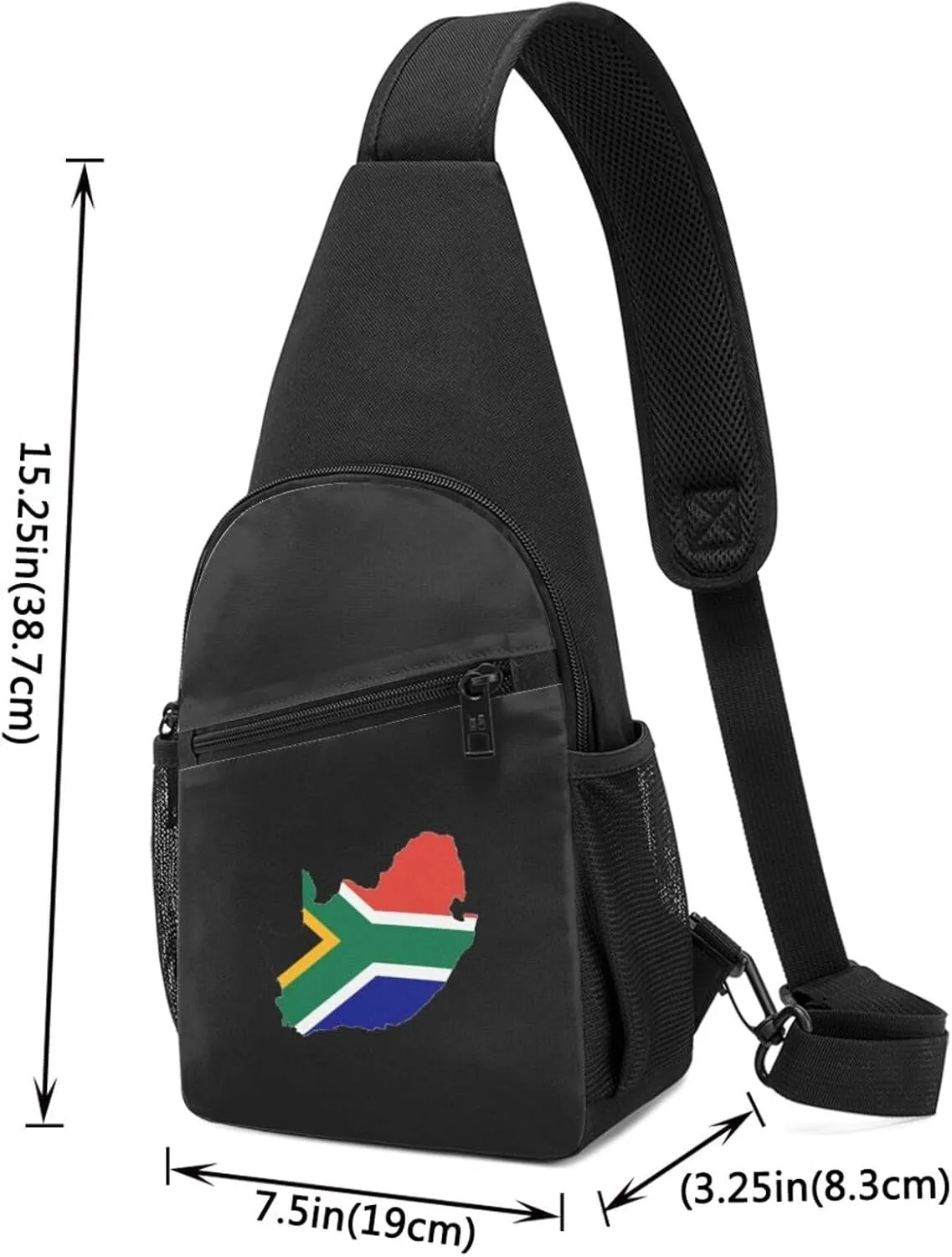South African Flag Africa Map Unisex Chest Bag Lightweight Crossbody Shoulder Bag Travel Pocket Black
