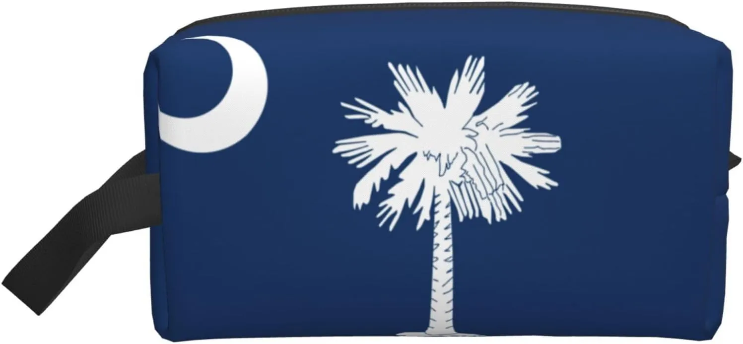 South Carolina Flag Print Large Capacity Cosmetic Organizer for Women and Men Portable Travel Makeup Pouch