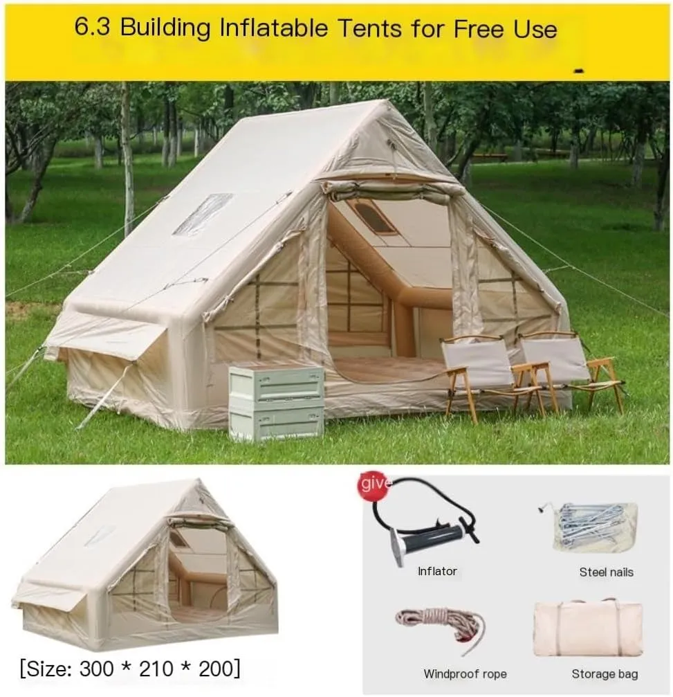 Spacious and Lightweight Portable Outdoor Inflatable Tent 6.3㎡ Inflatable Tent Travel Tent Free Tent Rain-Proof and Mosquito-Proof Tent Outdoor Tent