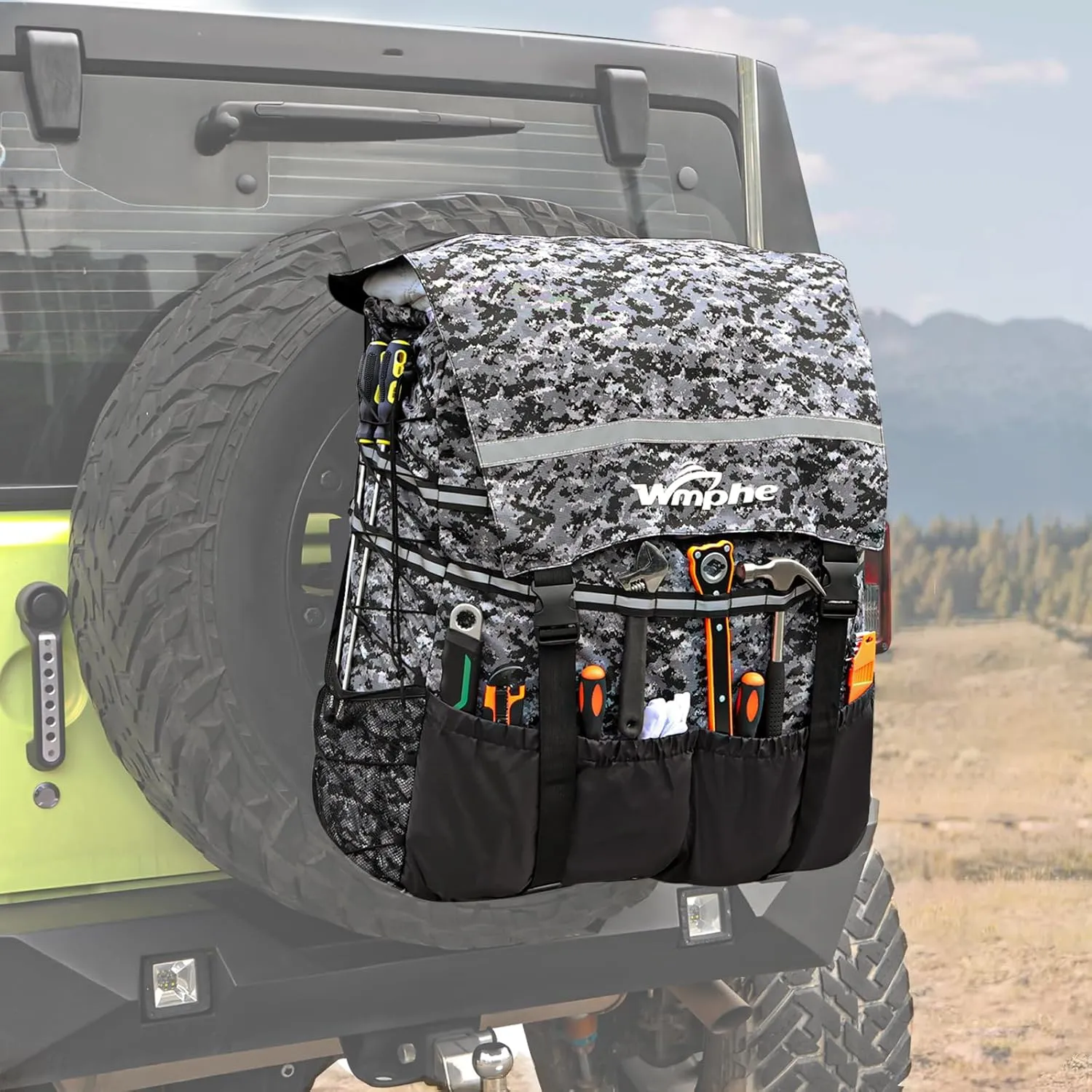 Spare Tire Trash Bag Truck Tailgate Off-road Heavy Duty Storage Traction Boards Compatible with Jeep SUV Car Thickened Waterproof Large Outdoor Fits up to 40" Tire