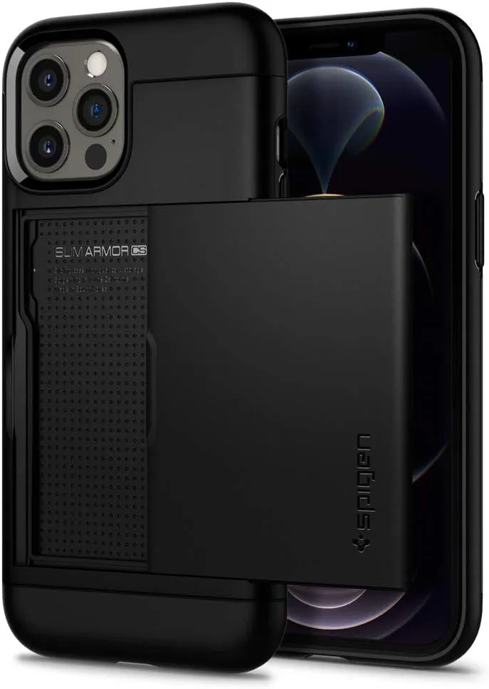 Spigen Slim Armor CS iPhone 12/12 Pro Case - Black, Extreme Protection, Metallic Finish