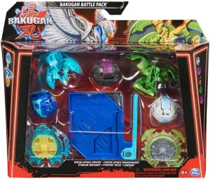 Spin Master Bakugan Blue Base Battle Pack Action Figure Set, Special Attack Ventri, Special Attack Dragonoid, Titanium Bruiser, Titanium Trox, Smoke, 6066988