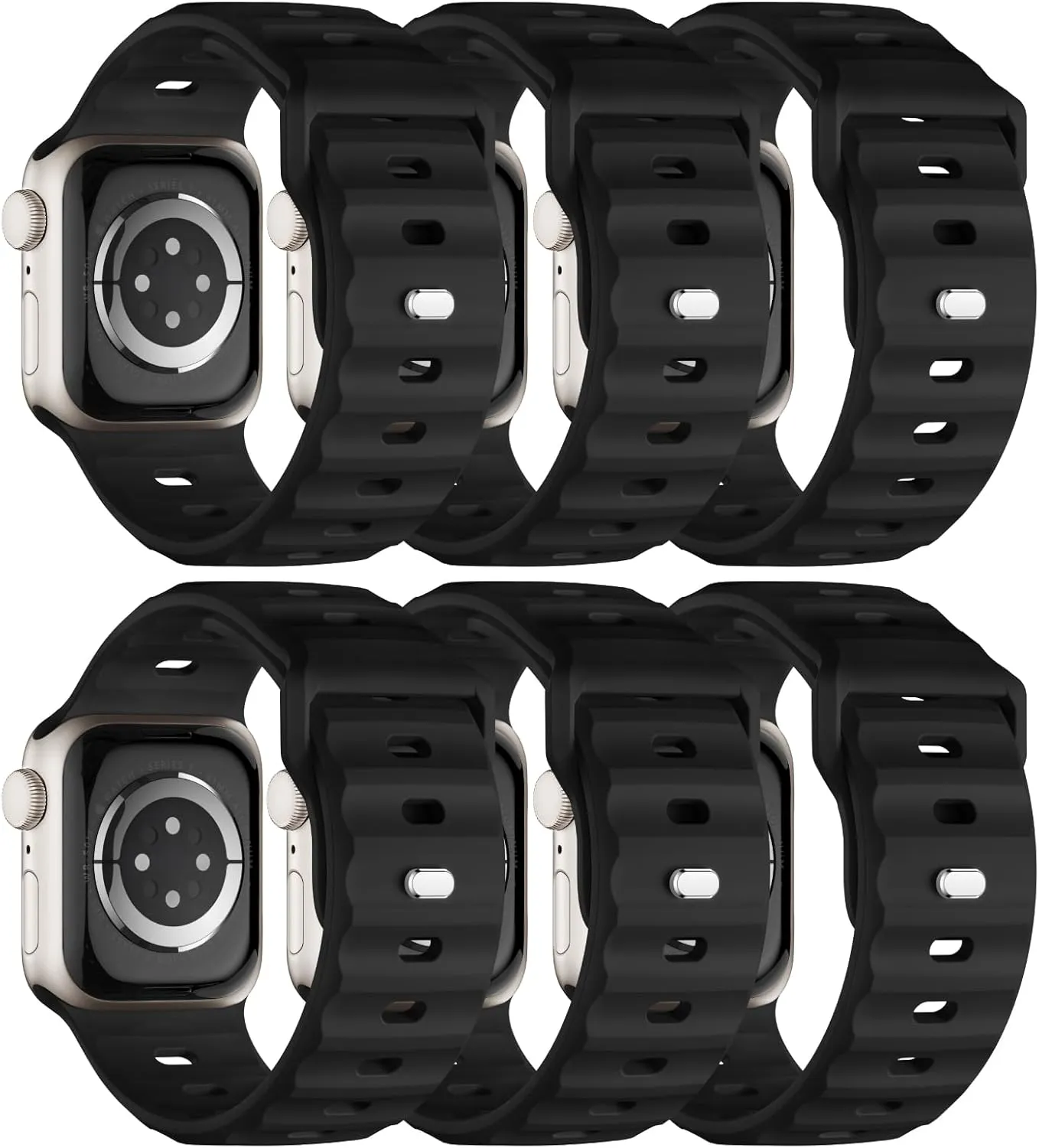 Sport Bands 6-Pack Compatible with Apple Watch Ultra 2 Band 49mm 46mm 45mm 44mm 42mm, Wide Soft Silicone Wristbands Waterproof Strap Men for iWatch Series 10 9 8 7 6 5 4 3 SE Ultra