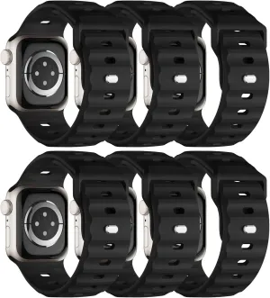 Sport Bands 6-Pack Compatible with Apple Watch Ultra 2 Band 49mm 46mm 45mm 44mm 42mm, Wide Soft Silicone Wristbands Waterproof Strap Men for iWatch Series 10 9 8 7 6 5 4 3 SE Ultra