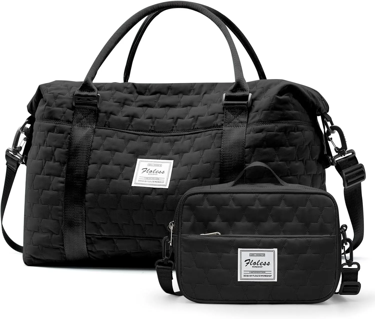 Sport Gym Duffel Bags for Women Black Cute Travel Weekender Tote Bag with Toiletry Bag Carry On Bag Overnight Bag with Wet Pocket Hospital Bag for Labor and Delivery