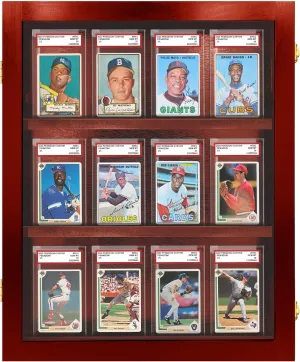 Sports Card Display Case, PSA Graded Card Display Case, Holds 12 Graded Sports Cards, Baseball Card Display Case