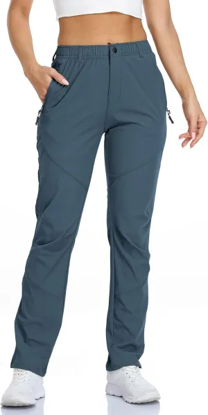 SPOSULEI Womens Summer Lightweight Pants Outdoor Nylon Quick Dry Travel Golf Hiking Sweatpants with Zipper Pockets