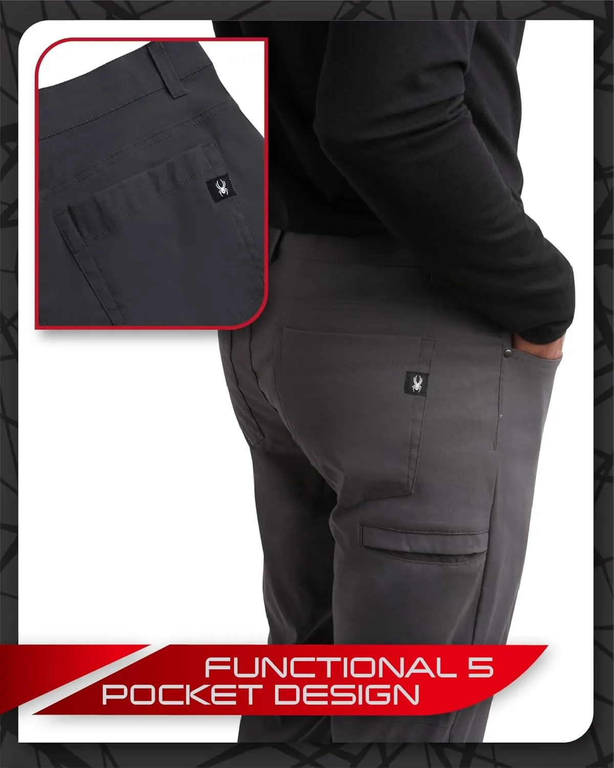 Spyder Mens Golf Pants - Lightweight Stretch Nylon Quick Dry Work Dress Pants for Men with UPF 30  and Pockets (Sizes: 30-38)