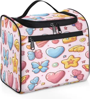 Star Candy Women's Toiletry Bag Waterproof Cosmetic Bag Candy Butterfly Travel Cosmetic Bag Multi-functional Organizer with Hooks Suitable for Full-size Toiletries and Cosmetics
