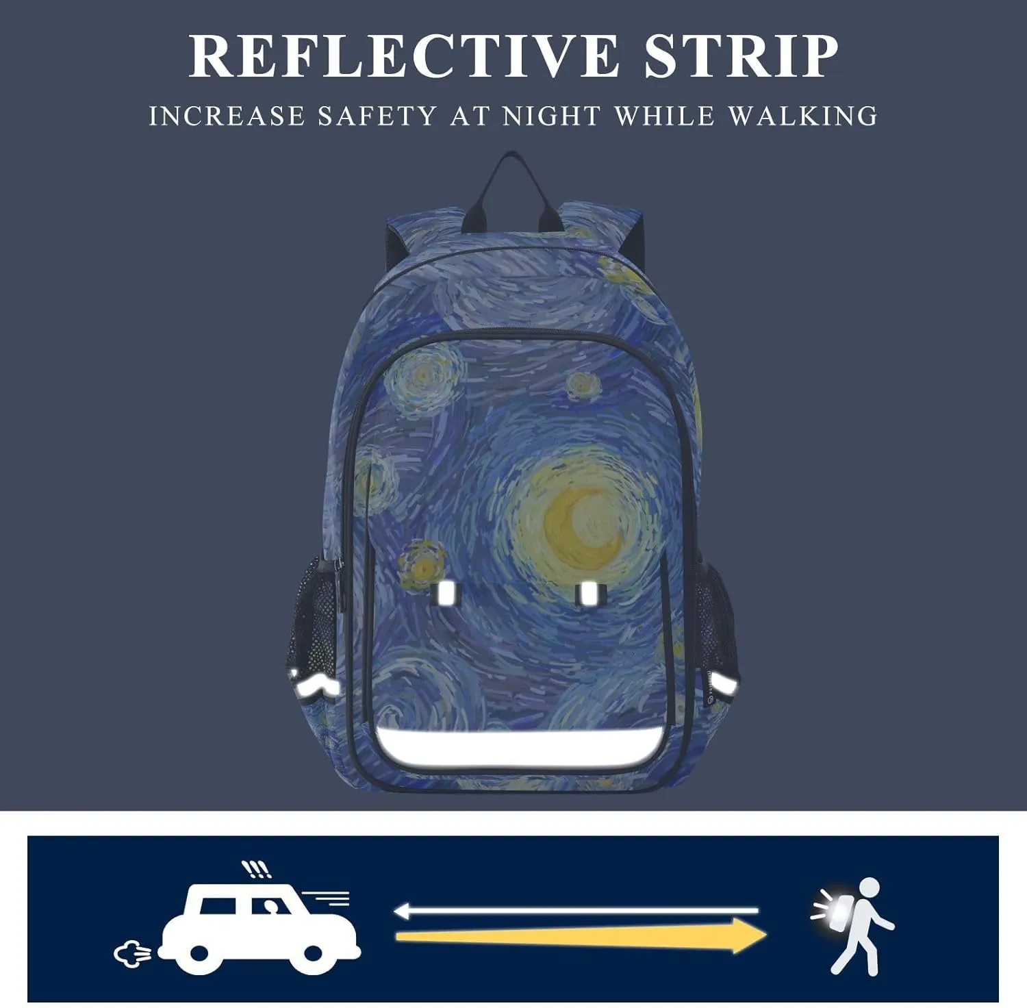 Starry Night Art Backpack for Girls-Boys Middle-School Elementary Bookbags Toddler School Bags Child Lightweight Preschool Large Bookbags