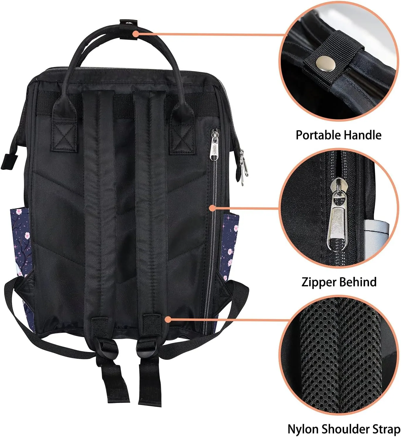 Stars Twinkle Flower Tree Growing Out Human Skull Diaper Bag Backpack, waterproof backpack Baby Nappy Changing Bags Laptop Backpack for Travel, Large Capacity, Durable and Stylish for Woman and Men.