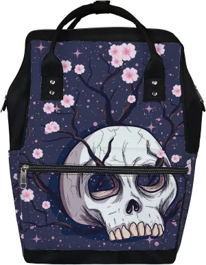 Stars Twinkle Flower Tree Growing Out Human Skull Diaper Bag Backpack, waterproof backpack Baby Nappy Changing Bags Laptop Backpack for Travel, Large Capacity, Durable and Stylish for Woman and Men.