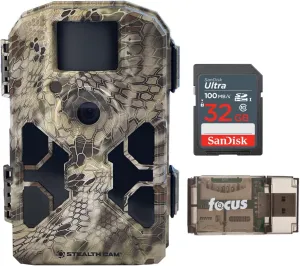 Stealth Cam 2020 G42NG 24MP Trail Camera and Memory Card Bundle. No-Glow Flash, 100-Ft. IR Range, Kryptek Camo (3 Items)