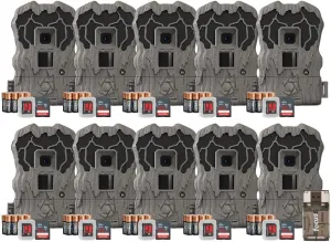 Stealth Cam Browtine 20MP Trail/Game Camera with 720P HD Video, 0.8s Trigger Speed, 60 Feet Flash, Night Mode, and 1-3 Image Burst - Camo (10 Pack)