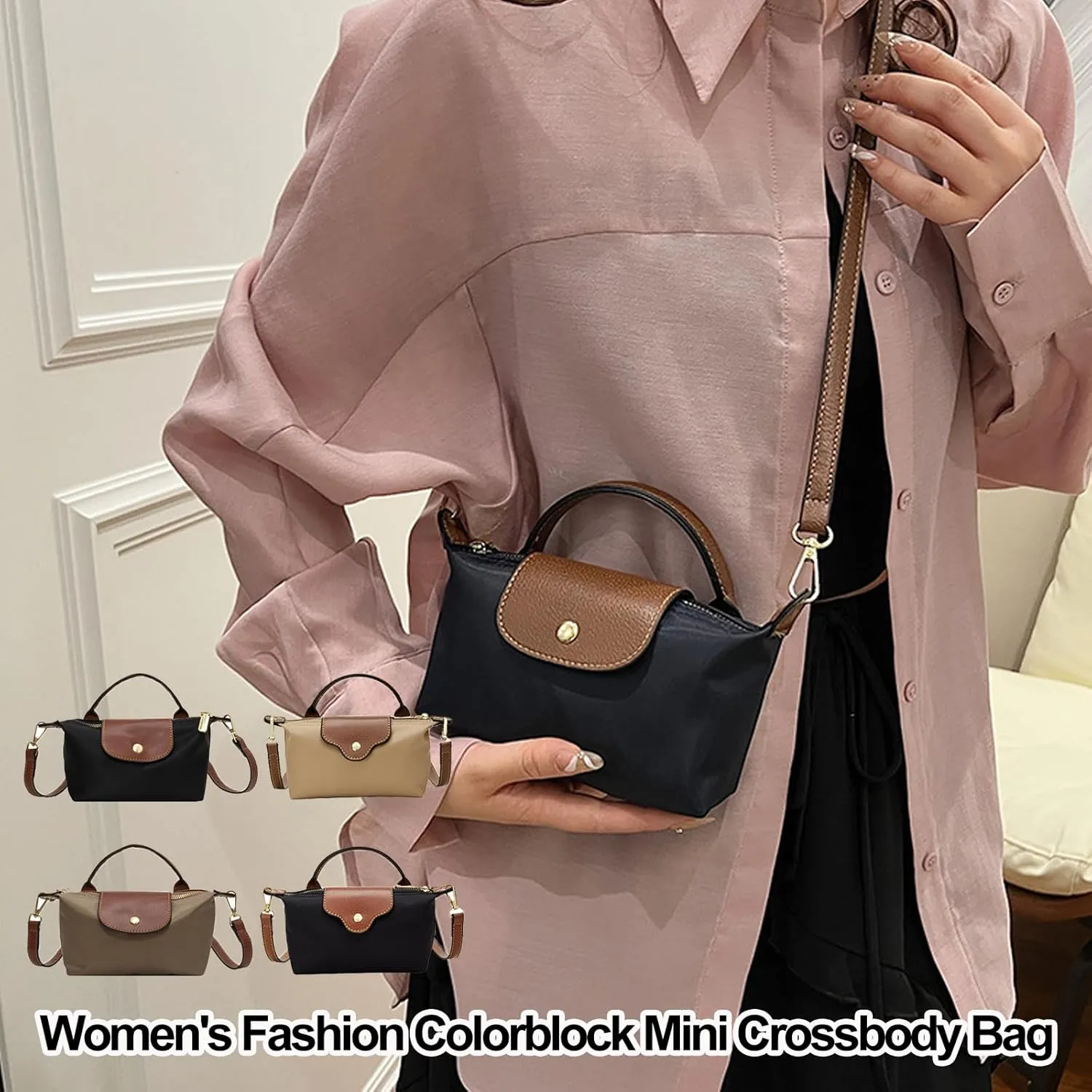 Stellaya Women's Fashion Colorblock Mini Crossbody Bag, Solid Color Square Purse With Adjustable Strap, Elegant Handbag Purse