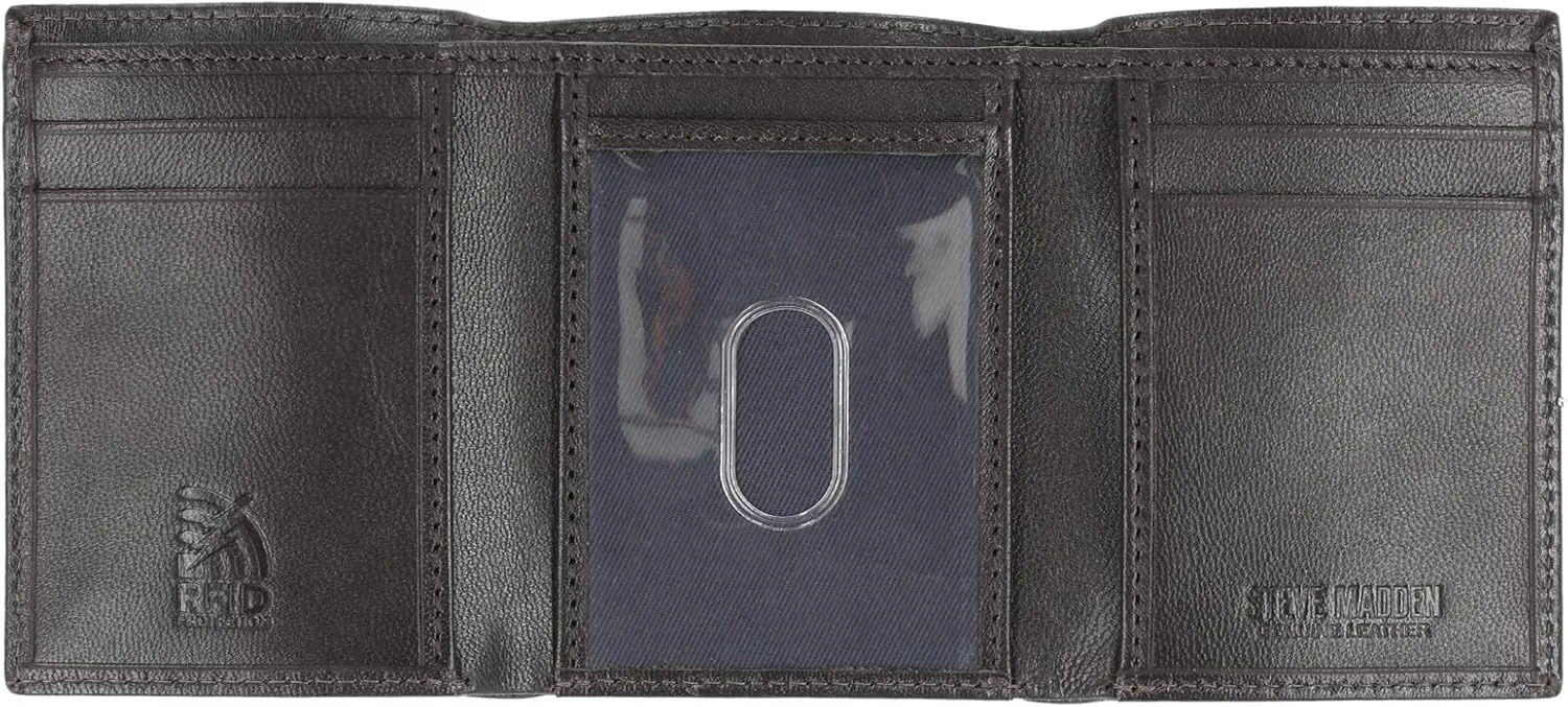 Steve Madden Men's RFID Trifold Wallet with Id Window