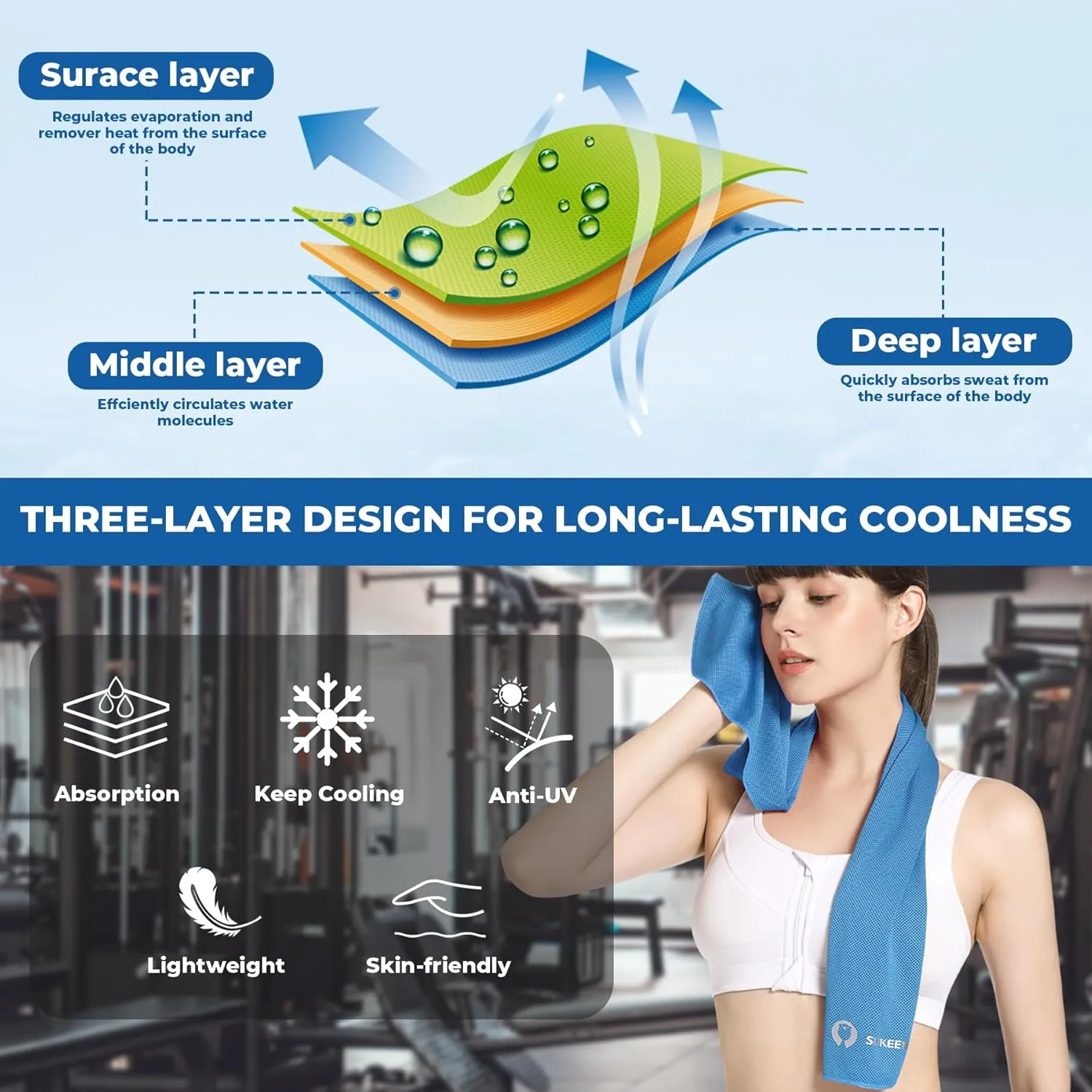 Sukeen Cooling Towels for Neck and Face (40" x 12"), Cooling Towel 6 Pack, Microfiber Best Sports Cooling Cool Towels for Hot Weather, Soft Breathable Cooling Towels for Sweat Athletes Men Women