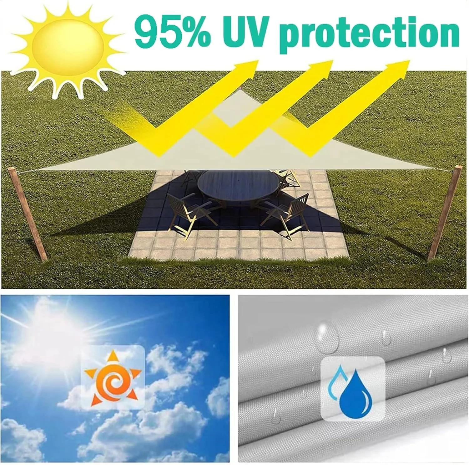 Sun Shade Sail Rectangle Sunshade,Waterproof Sun Shade Sail Heavy Duty,Sun Shade Sails Canopy for Patio Backyard Lawn Garden Outdoor Activities