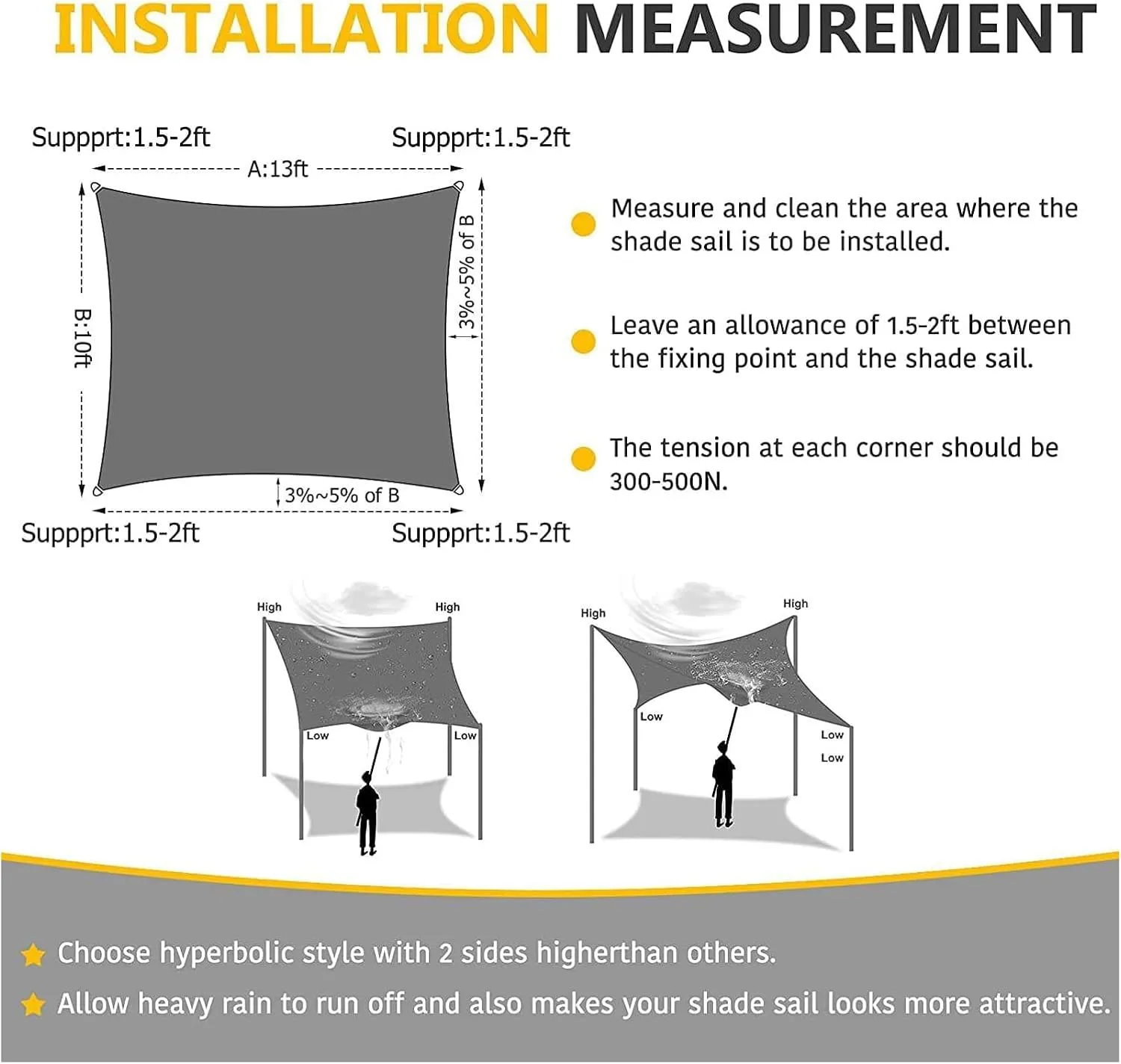 Sun Shade Sail Rectangle Sunshade,Waterproof Sun Shade Sail Heavy Duty,Sun Shade Sails Canopy for Patio Backyard Lawn Garden Outdoor Activities