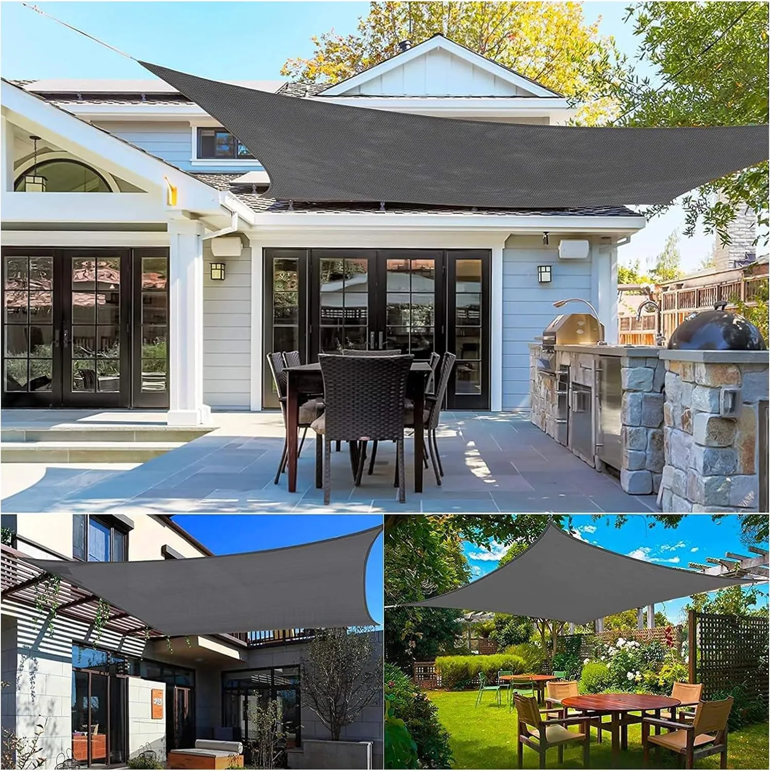Sun Shade Sail Rectangle Sunshade,Waterproof Sun Shade Sail Heavy Duty,Sun Shade Sails Canopy for Patio Backyard Lawn Garden Outdoor Activities