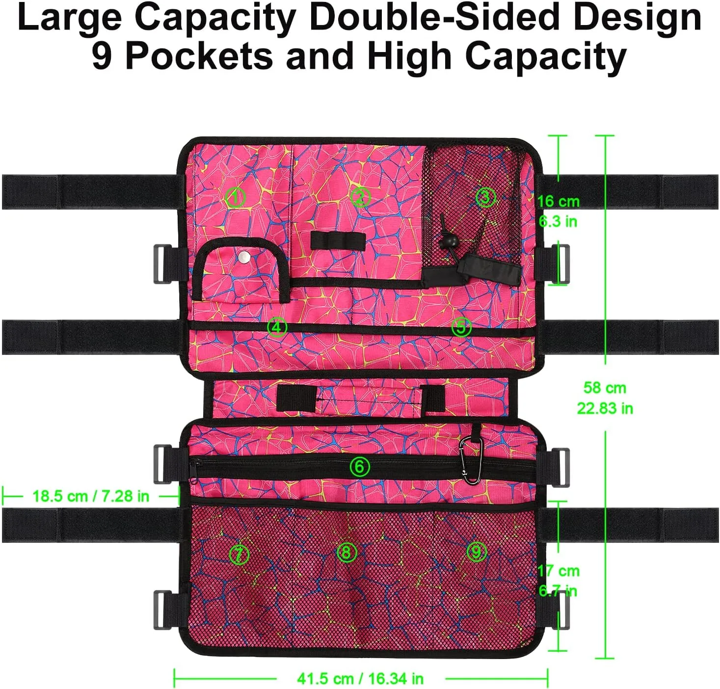 supregear Walker Bag for Seniors Folding Walker Accessories Bag (Double Sided), Walker Basket Caddy Large Capacity Waterproof Tote with 9 Pockets and Cup Holder (Red Plaid)