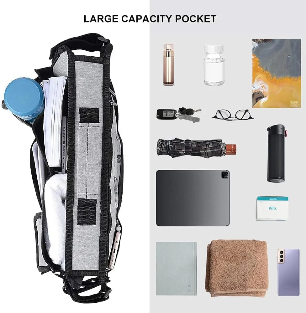 supregear Walker Bag for Seniors Folding Walker Accessories Bag (Double Sided), Walker Basket Caddy Large Capacity Waterproof Tote with 9 Pockets and Cup Holder