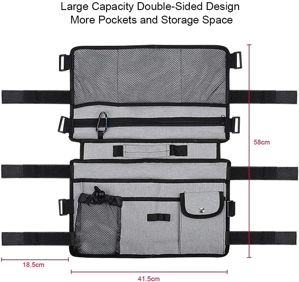 supregear Walker Bag for Seniors Folding Walker Accessories Bag (Double Sided), Walker Basket Caddy Large Capacity Waterproof Tote with 9 Pockets and Cup Holder