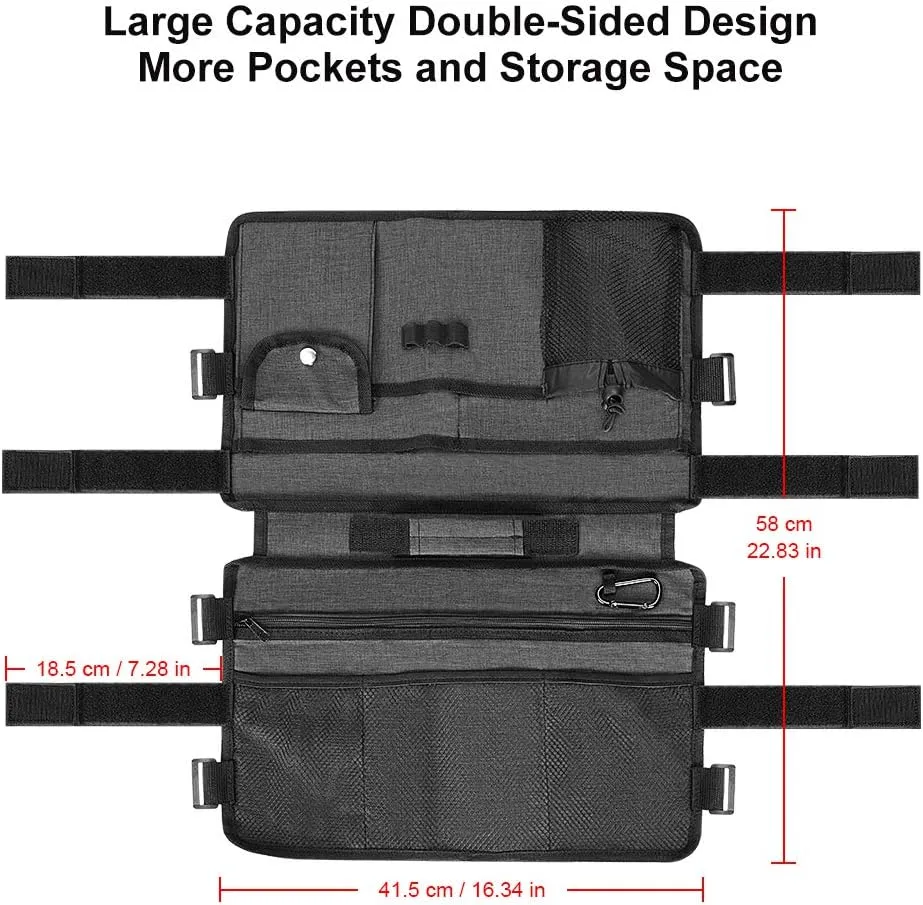 supregear Walker Bag for Seniors Folding Walker Accessories Bag (Double Sided), Walker Basket Caddy Large Capacity Waterproof Tote with 9 Pockets and Cup Holder