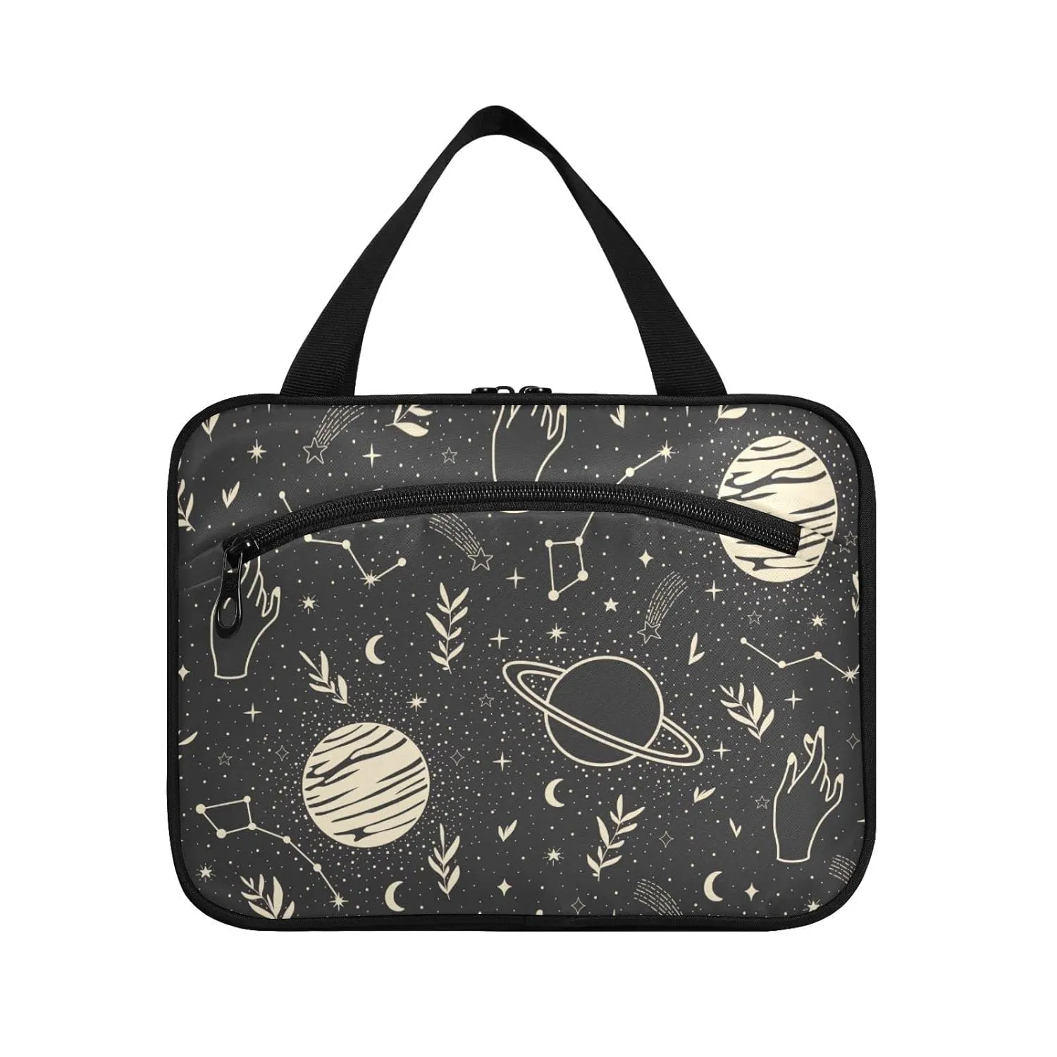 susiyo Cosmic Space Stars Comets Toiletry Bags with Hanging Hook Foldable Cosmetic Bag Travel Accessories- Medium