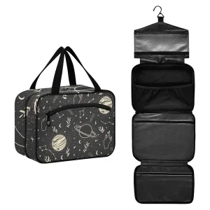 susiyo Cosmic Space Stars Comets Toiletry Bags with Hanging Hook Foldable Cosmetic Bag Travel Accessories- Medium
