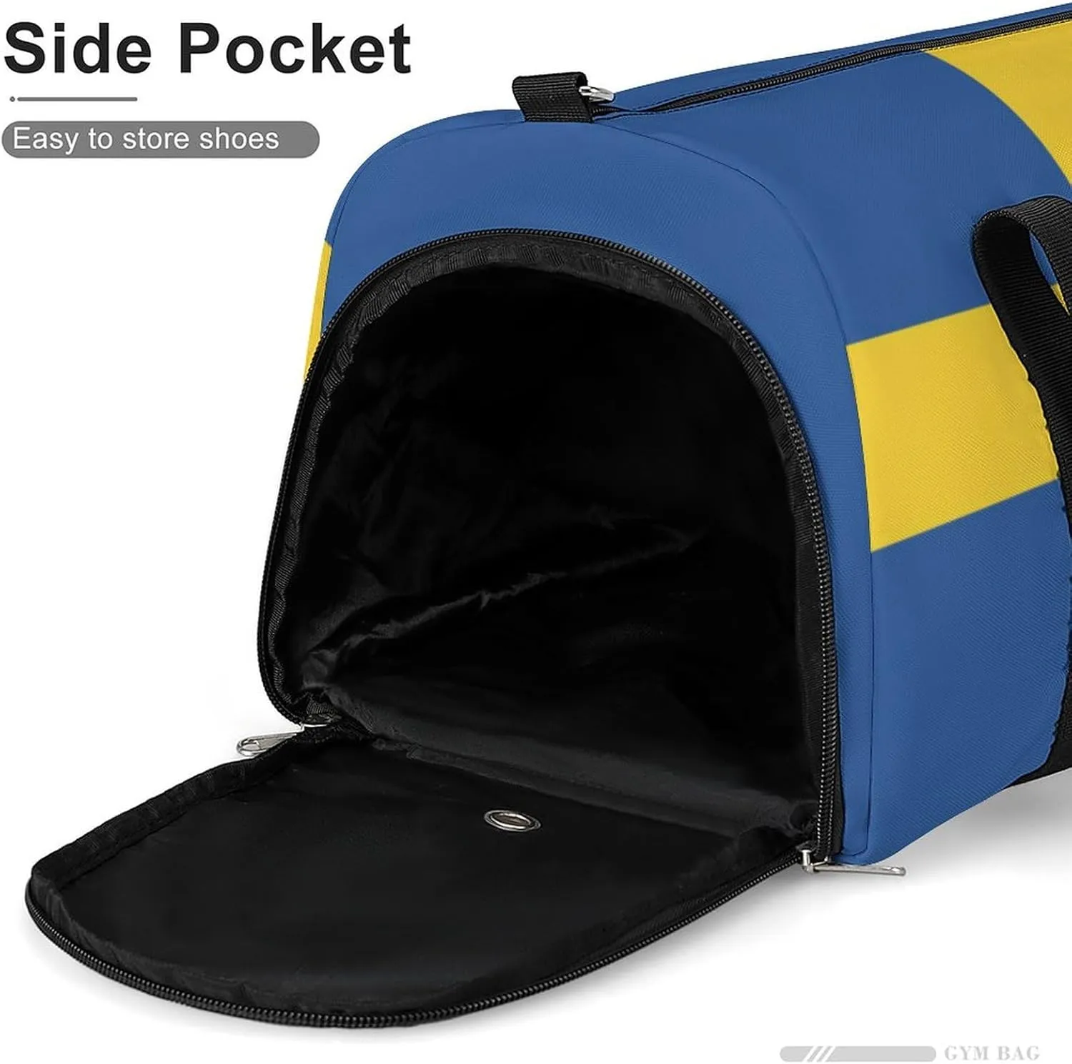 Swedish Flag Sports Duffel with Wet Pocket and Shoe Compartment Gym Bag for Travel Yoga