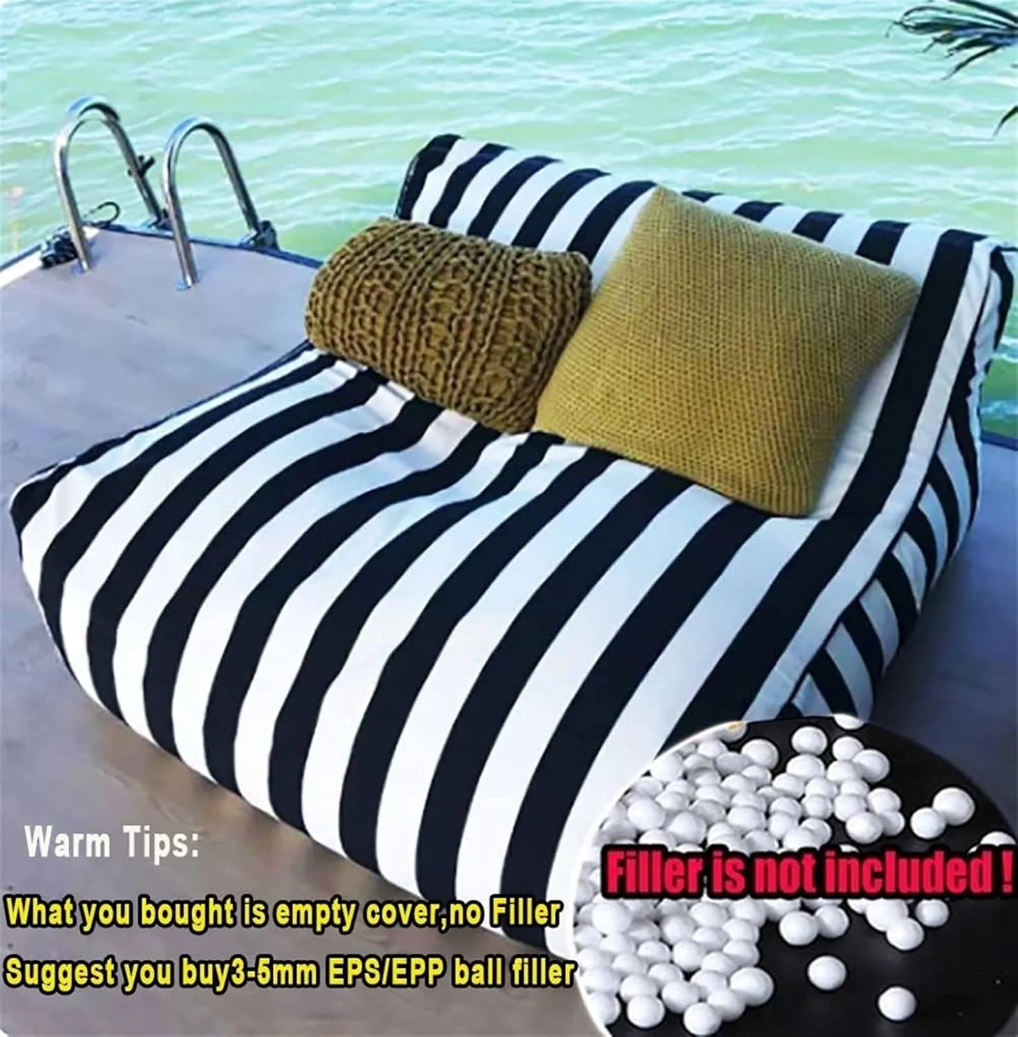 SXBCyan Floating Bean Bag for Pool - Outdoor Waterproof Bean Bag Chairs for Adults - Reusable Bean Bag for Swimming Without Filler Garden Beach Camp Beanbag Sofa Bed Puff Lounge(Gray Blue)