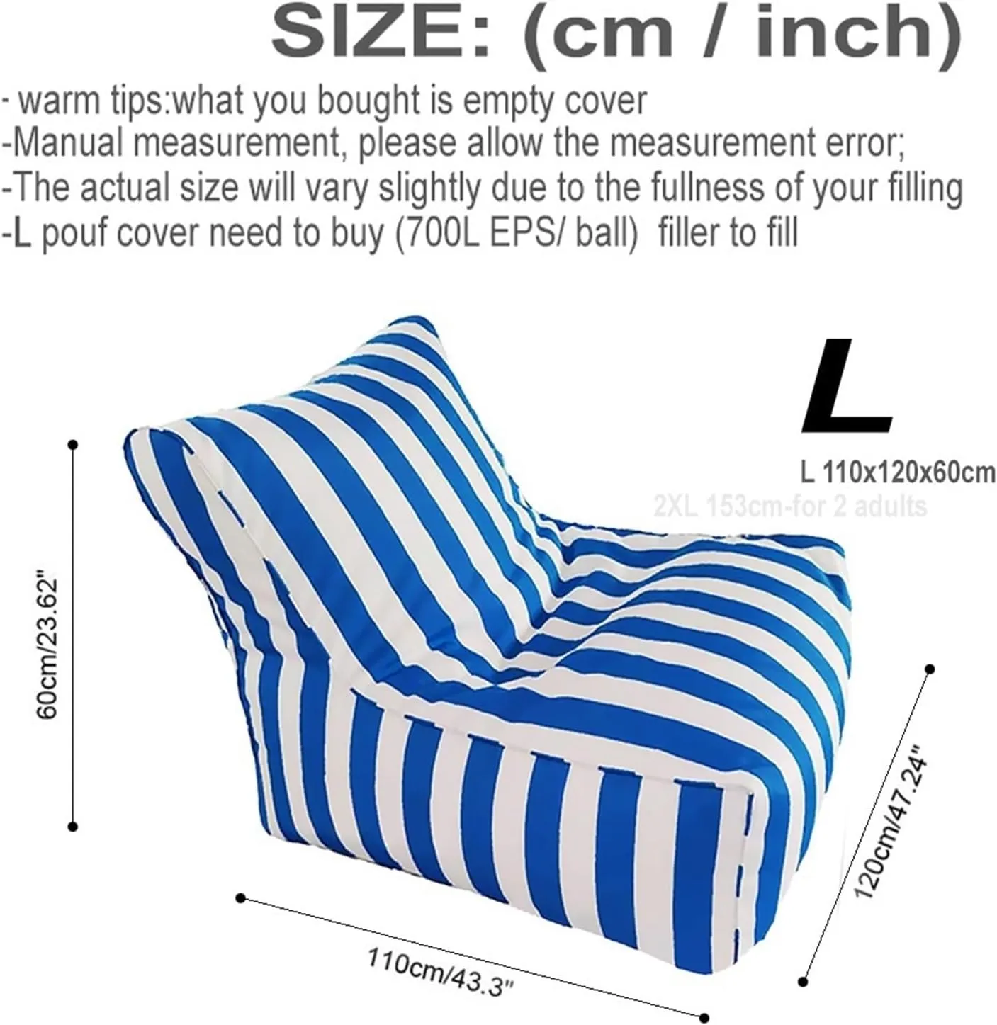 SXBCyan Floating Bean Bag for Pool - Outdoor Waterproof Bean Bag Chairs for Adults - Reusable Bean Bag for Swimming Without Filler Garden Beach Camp Beanbag Sofa Bed Puff Lounge(Gray Blue)