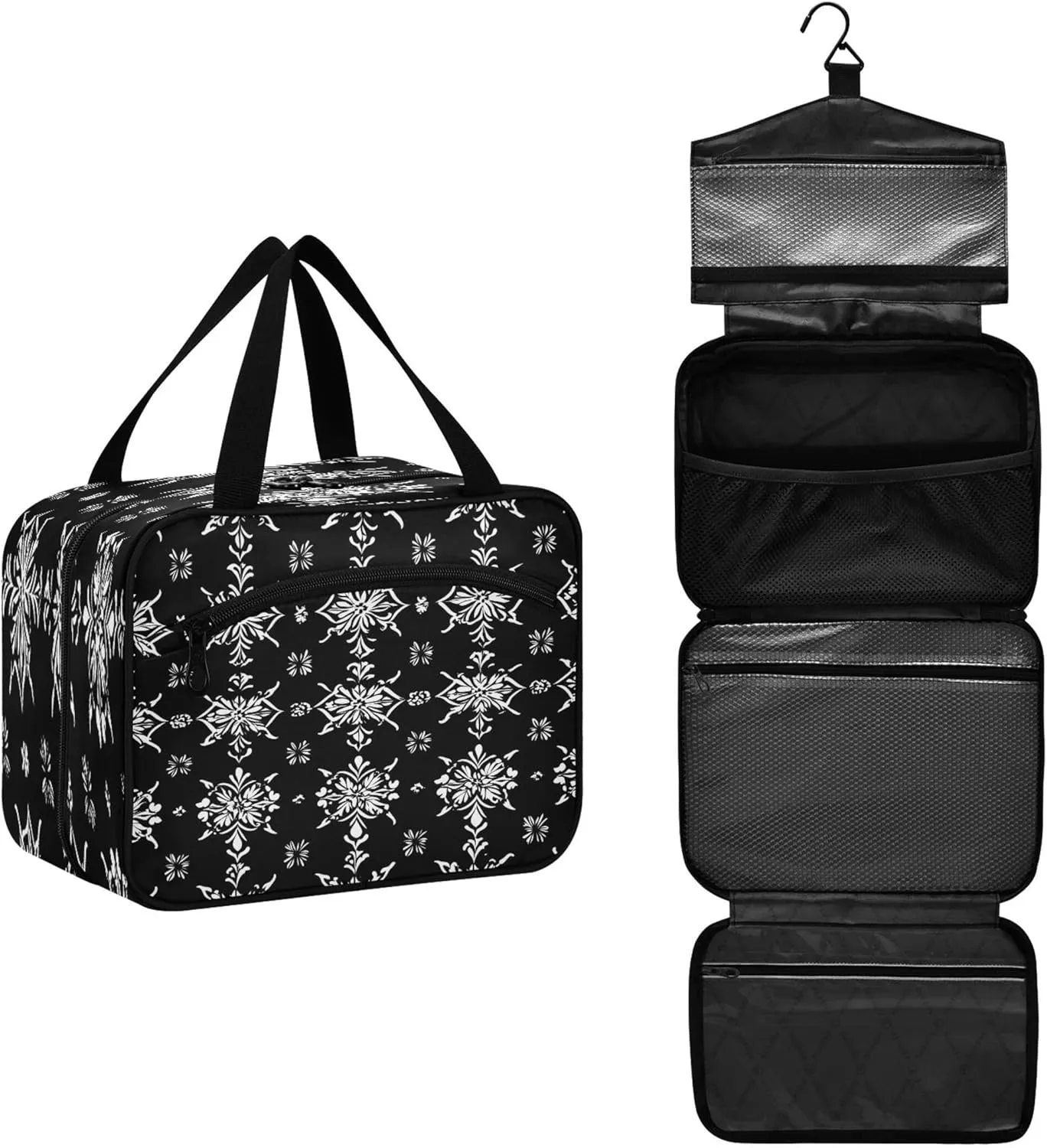 Symmetrical Flowers Travel Toiletry Bag for Women & men Hanging Portable Toiletry Bag Large Capacity Travel Bag for Hold Cosmetics Skin Care Products Toiletries Medium