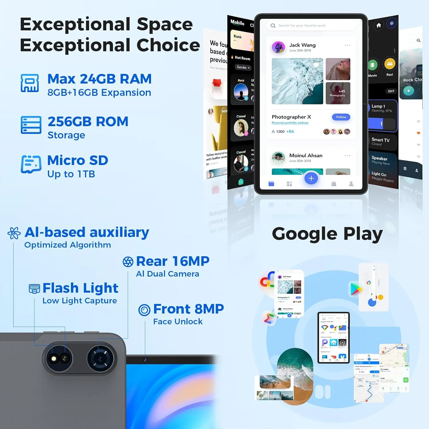 Tablet 12 inch Android 15 Tablets, 24GB（8 16）RAM 256 Storage(Expand to 1TB), Android Tablet with Keyboard, Octa-Core, 2K 2000x1200 Display, 16MP Dual Camera, 8000mAh, 5G WiFi,GPS,Bluetooth 5.0（Silver）