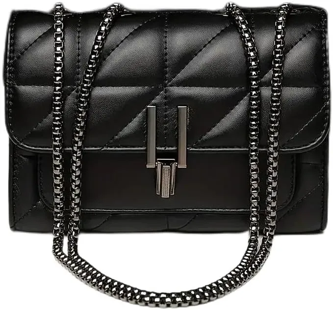 Tachou Stylish Chain Crossbody Bag, Black