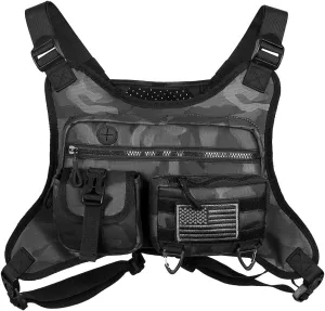 Tactical Chest Bag with Removable Pistol Holster | Adjustable Nylon Vest | Breathable Mesh Back | Multi-Pocket Design | Fits Running, Hiking, Cycling