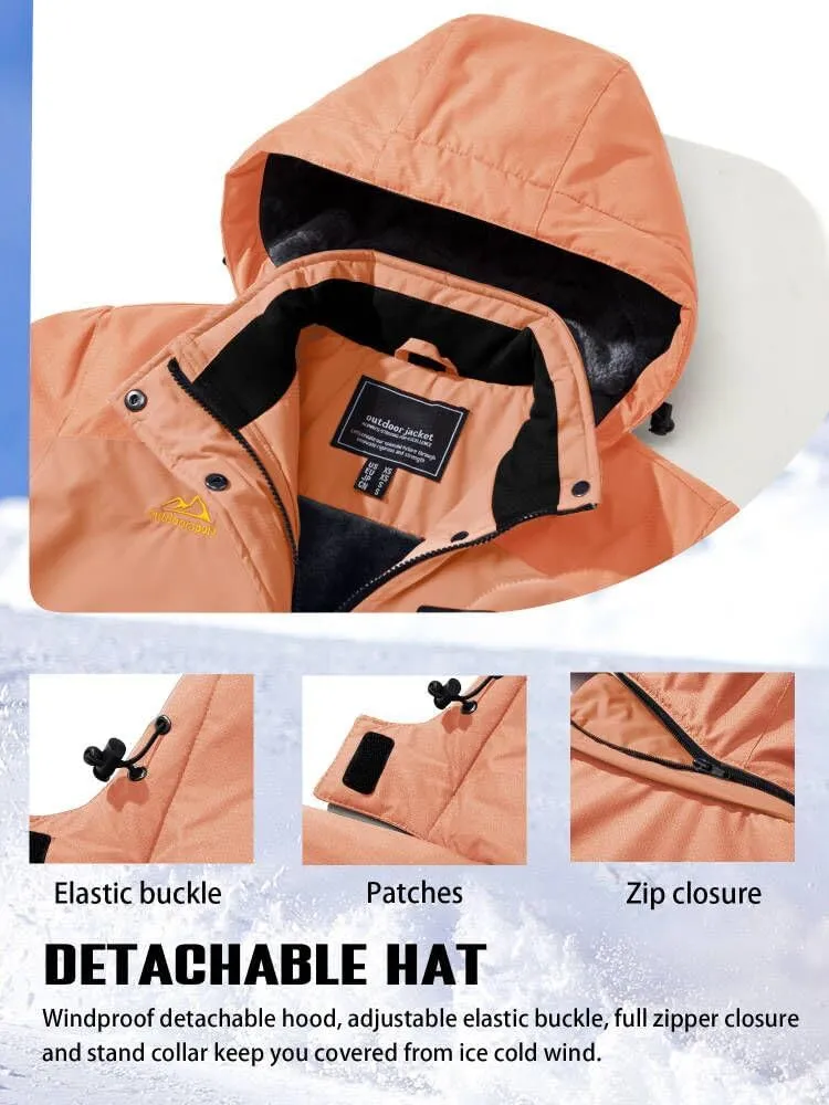 TACVASEN Women's Winter Jacket Waterproof Ski Jacket Hooded Fleece Lined Warm Snow Coat Mountain Windproof Rain Windbreaker