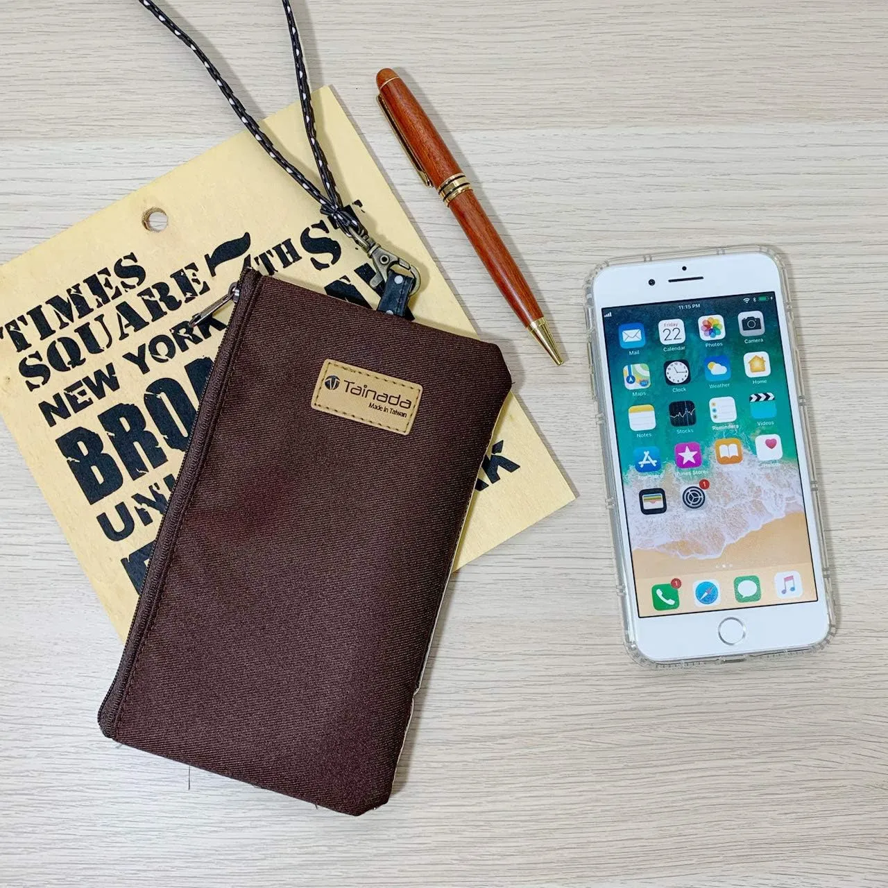 Tainada Phone Wristlet Purse 2 in 1 Pouch with Clear View Window Touch Screen & Detachable Neck Lanyard, Wristlet Strap for iPhone 11/12 Pro Max, Samsung S20 Ultra, Note 20 Ultra (Brown)