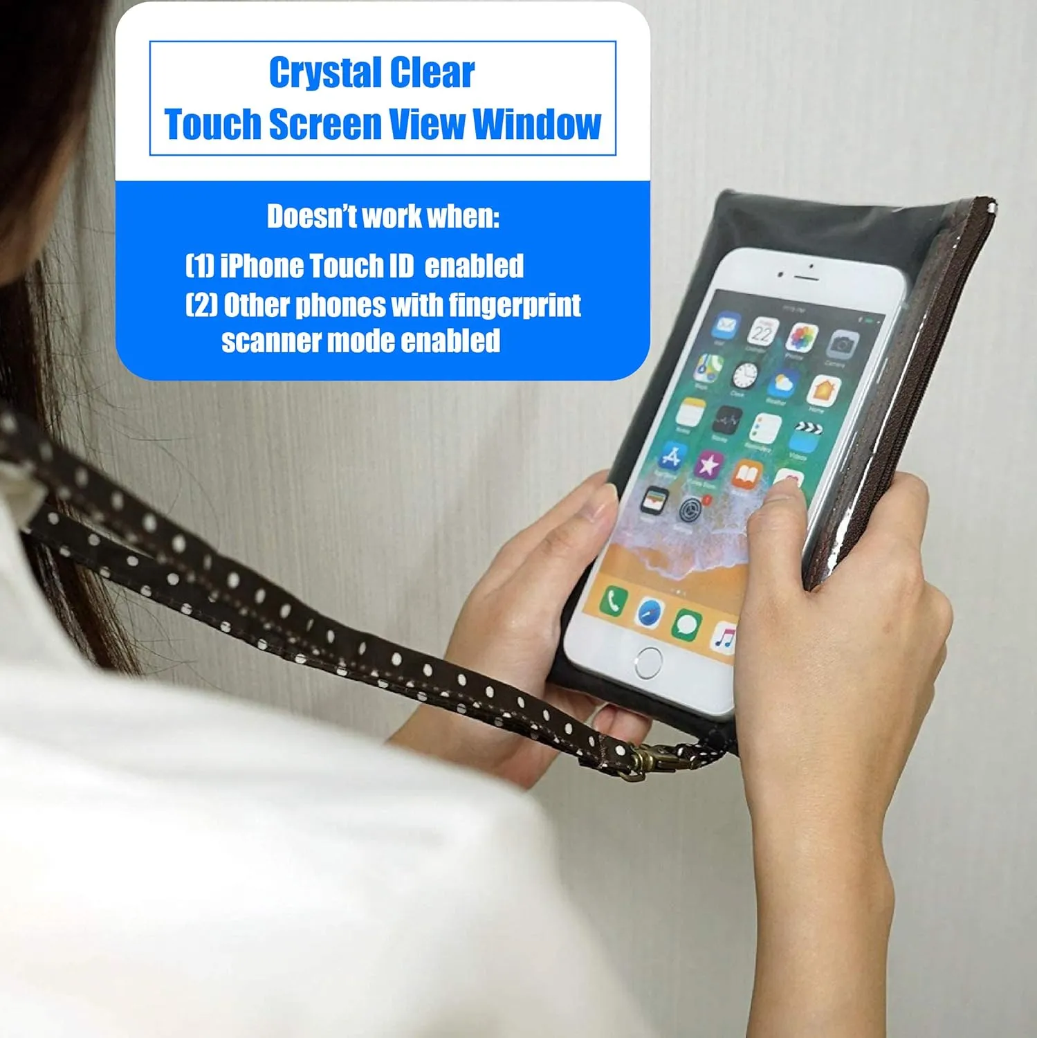 Tainada Phone Wristlet Purse 2 in 1 Pouch with Clear View Window Touch Screen & Detachable Neck Lanyard, Wristlet Strap for iPhone 11/12 Pro Max, Samsung S20 Ultra, Note 20 Ultra (Brown)