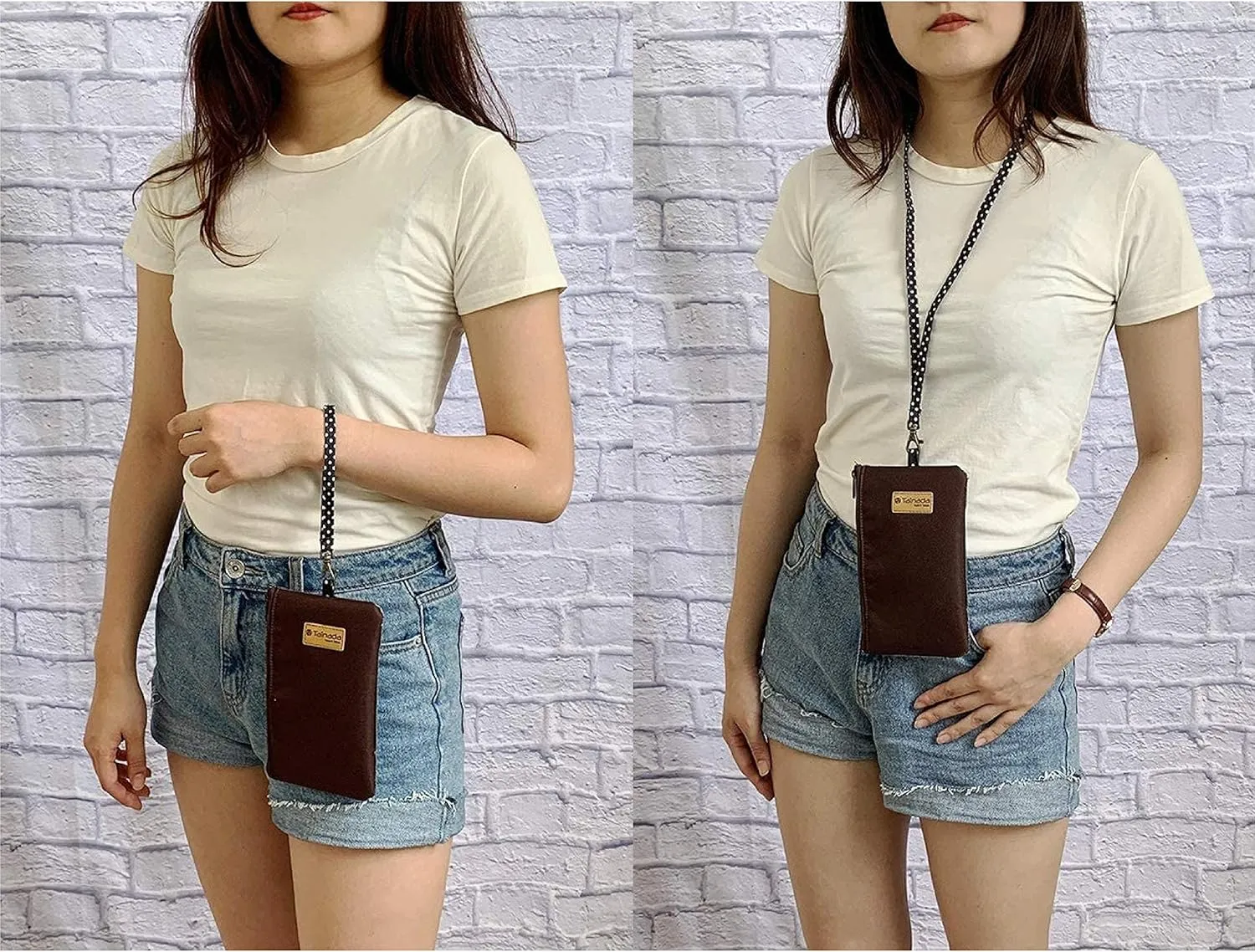 Tainada Phone Wristlet Purse 2 in 1 Pouch with Clear View Window Touch Screen & Detachable Neck Lanyard, Wristlet Strap for iPhone 11/12 Pro Max, Samsung S20 Ultra, Note 20 Ultra (Brown)