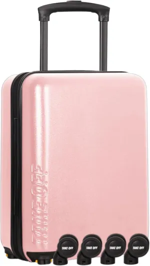 Take OFF Luggage 3.0 - Personal Item, 18x14x8 Inches, Underseat Suitcase with Removable Wheels, Hard Shell Luggage, Small Carry On Overnight Weekender, Airport & Travel Essentials, TSA Approved, Pink