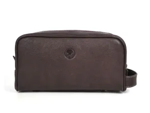 Tampa Leather Toiletry Bag - Hickory Brown