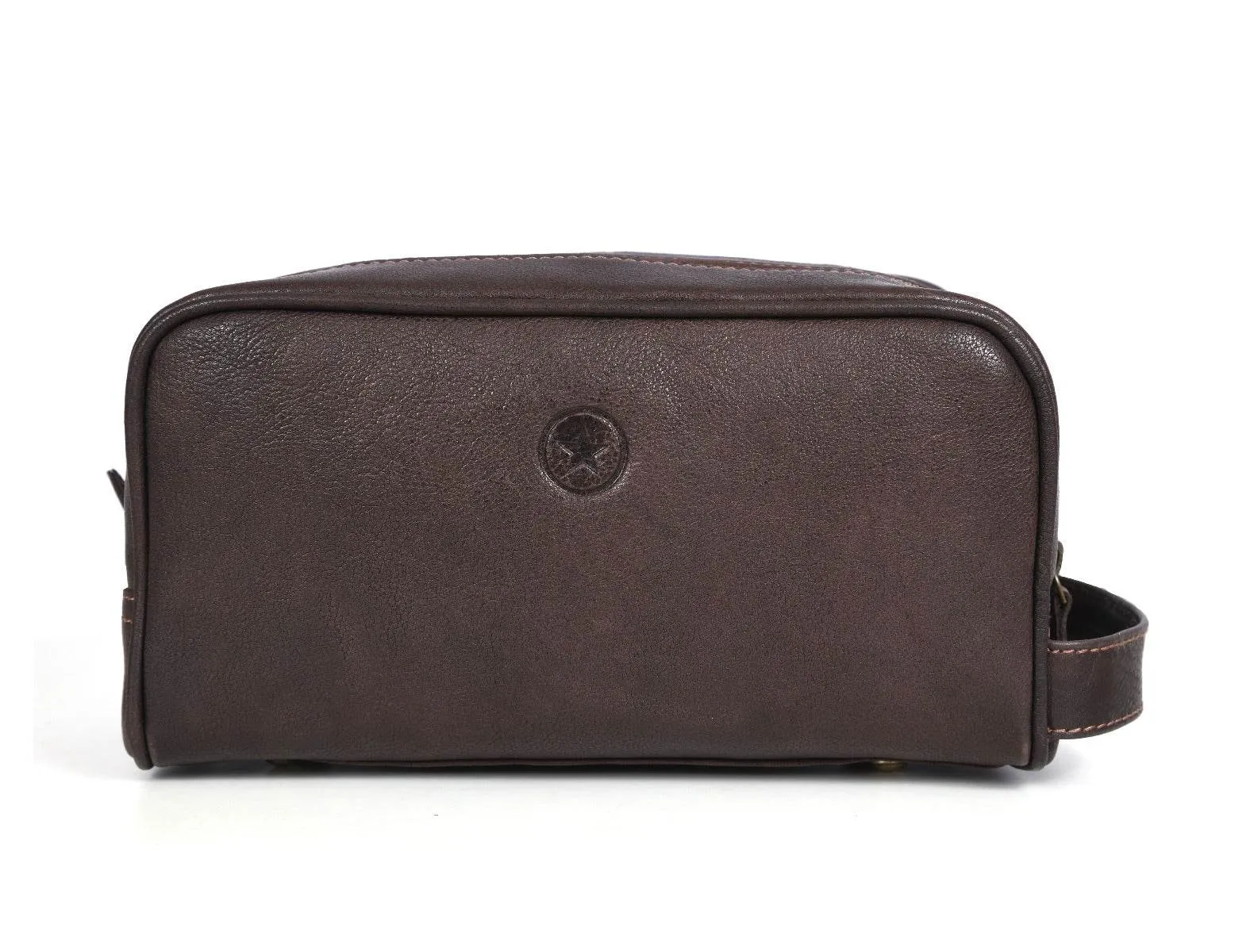 Tampa Leather Toiletry Bag - Hickory Brown