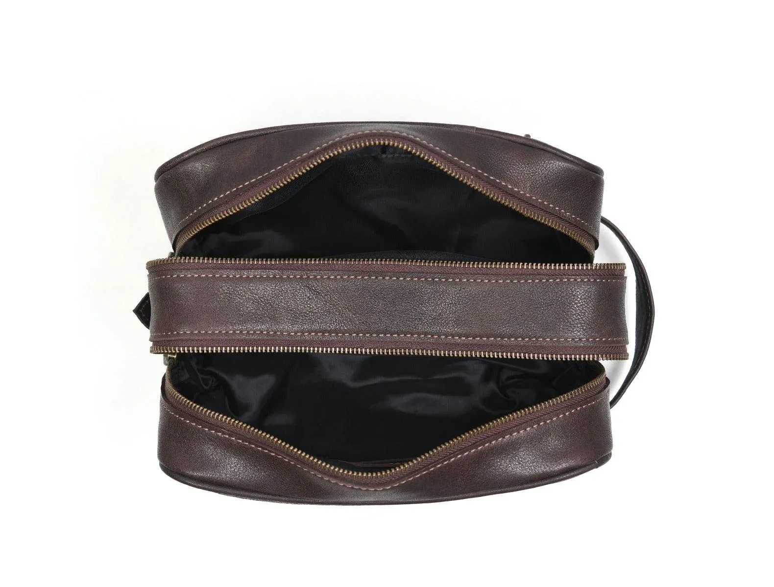 Tampa Leather Toiletry Bag - Hickory Brown
