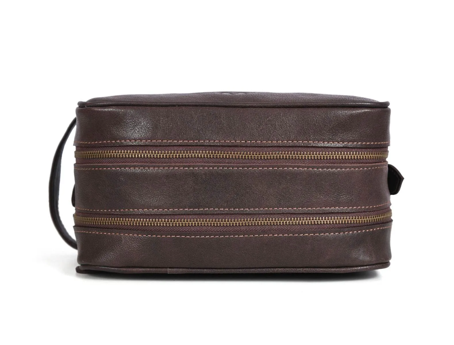 Tampa Leather Toiletry Bag - Hickory Brown