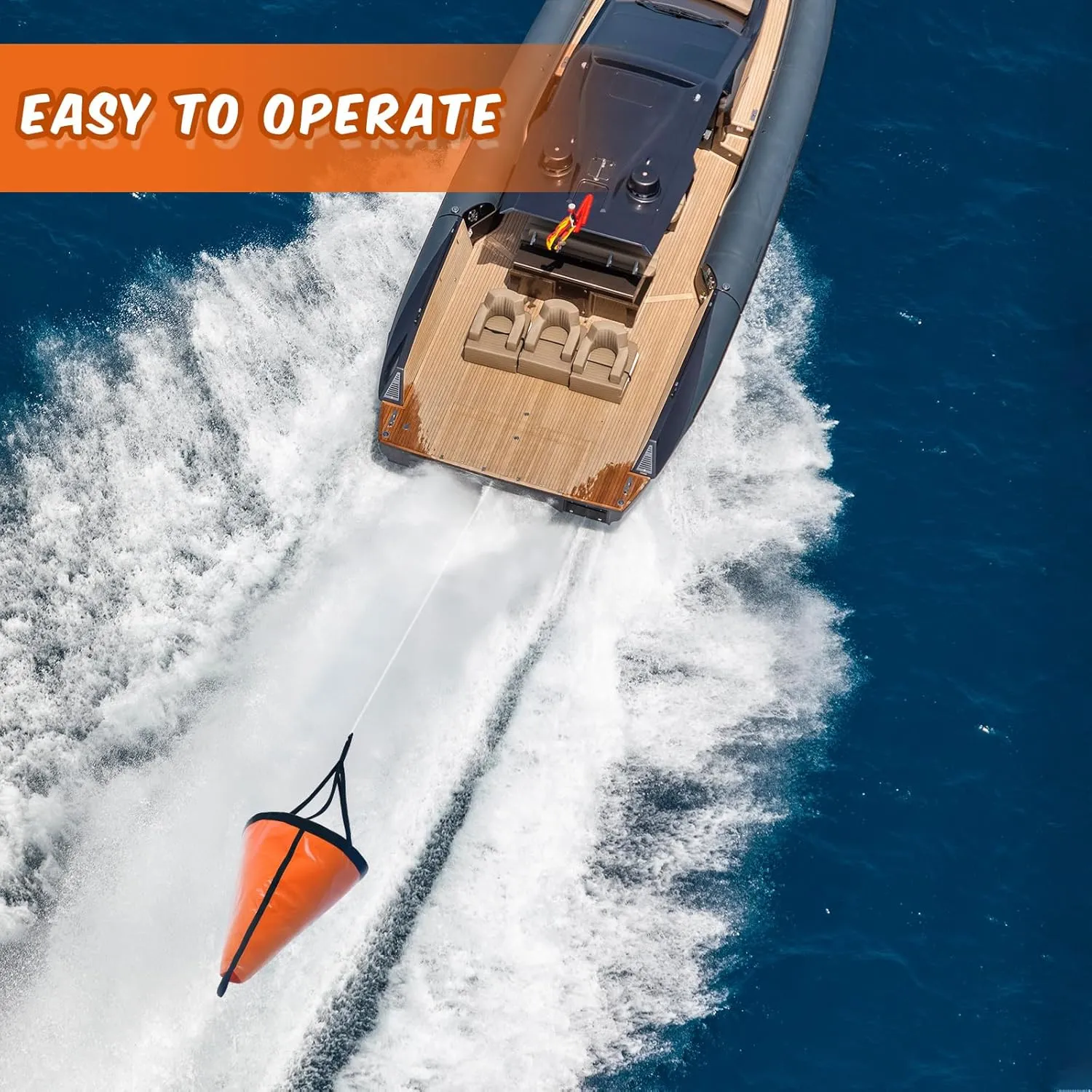 Tandefio Marine Boat Parachute Sea Anchor Drift Sock for Fishing Boat 250d Nylon Trolling Fishing Drogue for Inflatable Sail Drift Anchor for Kayak Pontoon