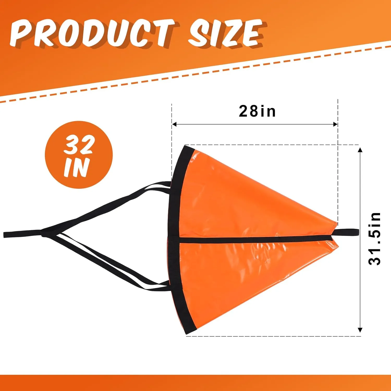 Tandefio Marine Boat Parachute Sea Anchor Drift Sock for Fishing Boat 250d Nylon Trolling Fishing Drogue for Inflatable Sail Drift Anchor for Kayak Pontoon