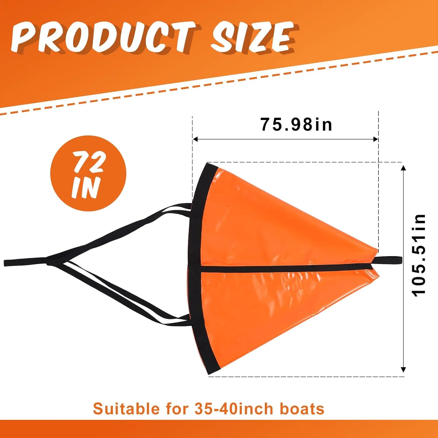 Tandefio Marine Boat Parachute Sea Anchor Drift Sock for Fishing Boat 250d Nylon Trolling Fishing Drogue for Inflatable Sail Drift Anchor for Kayak Pontoon