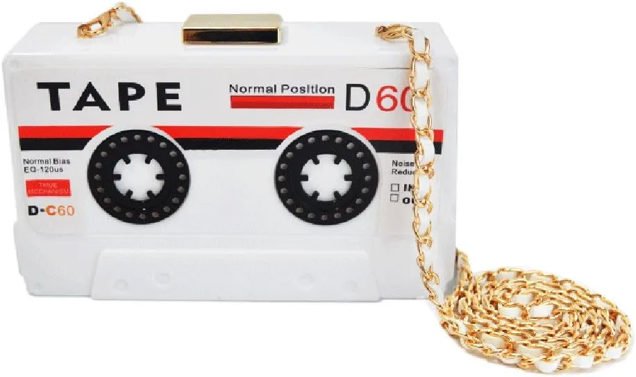 Tape Shaped Shoulder Bag Radio Recorder PU Crossbody Bag Women's Retro Evening Bag Handbag Clutch Purse